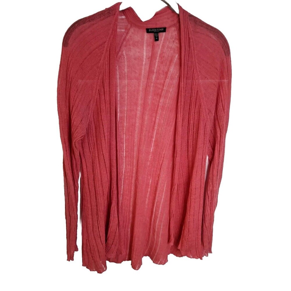 Eileen Fisher Coral Cardigan Size PS Open Front Italian Yarn No Tag Lightweight